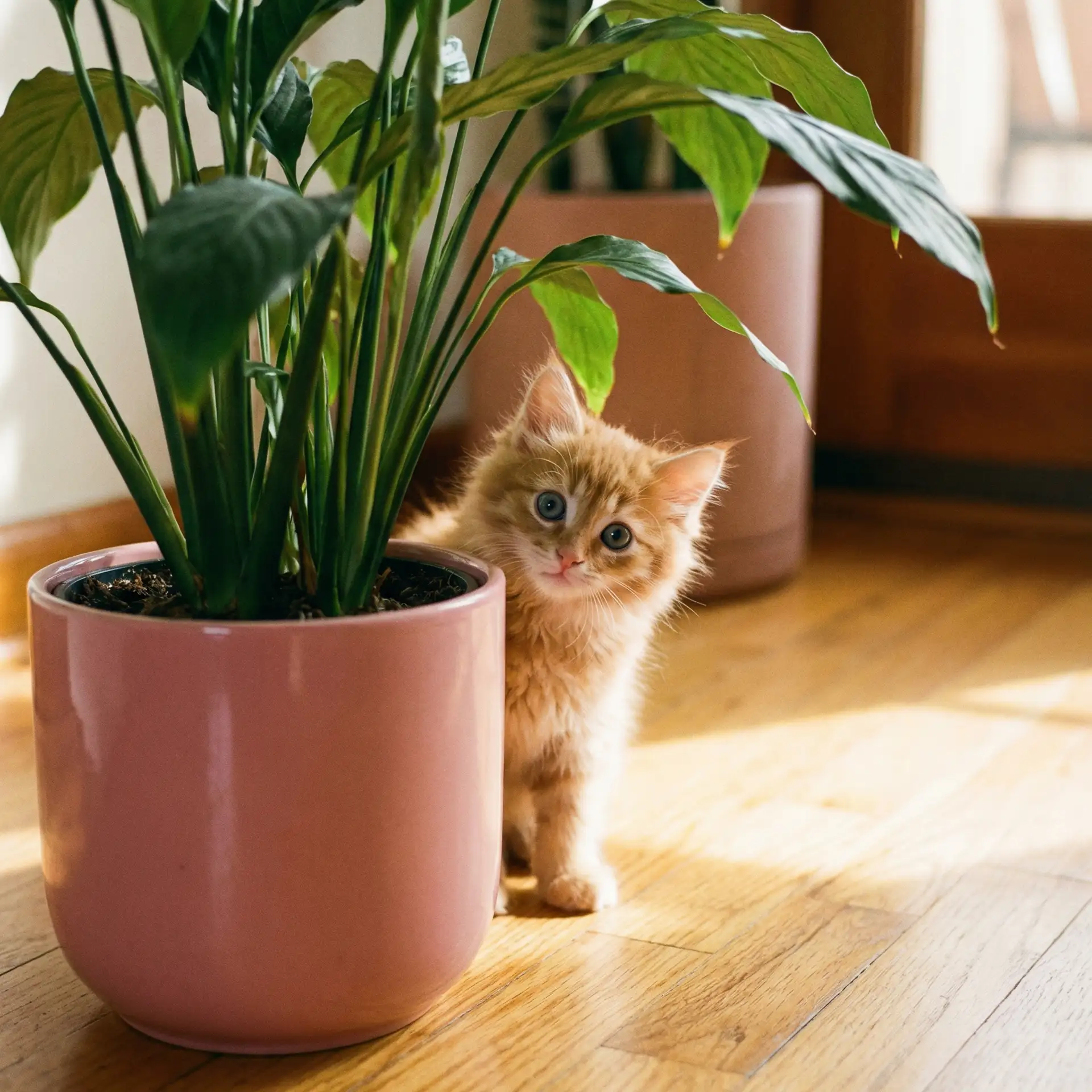 小猫从花盆后探头 - 新仙踪林